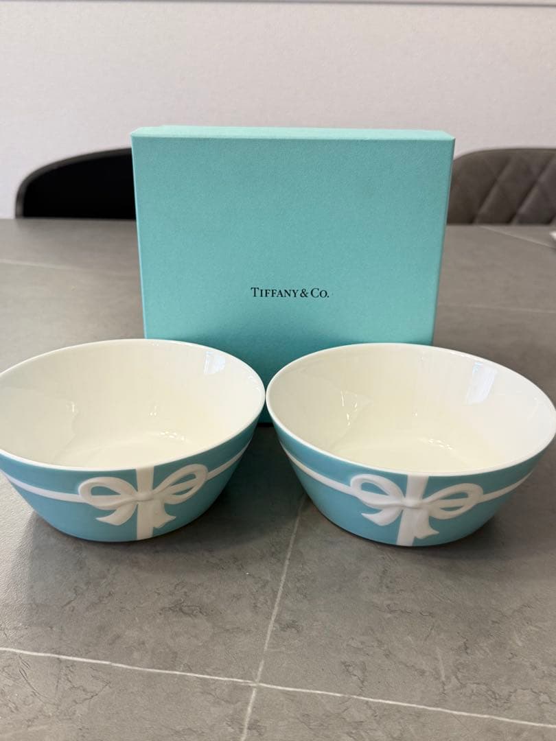 本日限定値下げ‼️ティファニー　ボウル　お皿　ブルー　ボックス　リボン