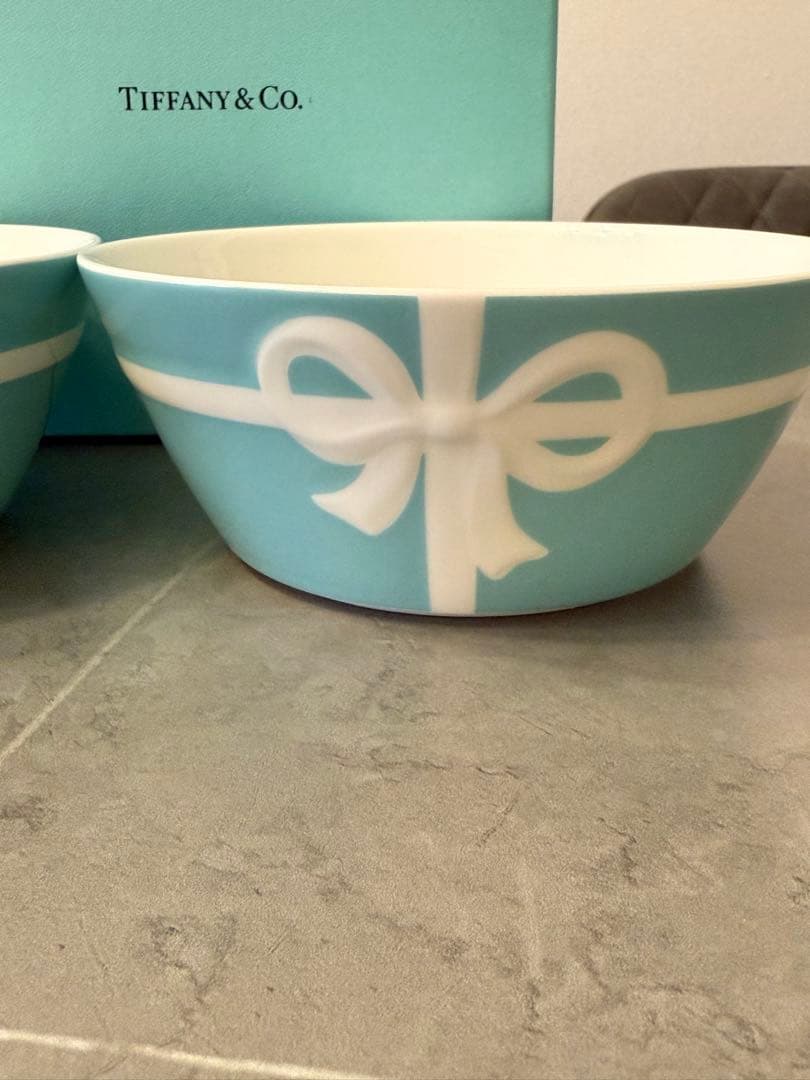 本日限定値下げ‼️ティファニー　ボウル　お皿　ブルー　ボックス　リボン