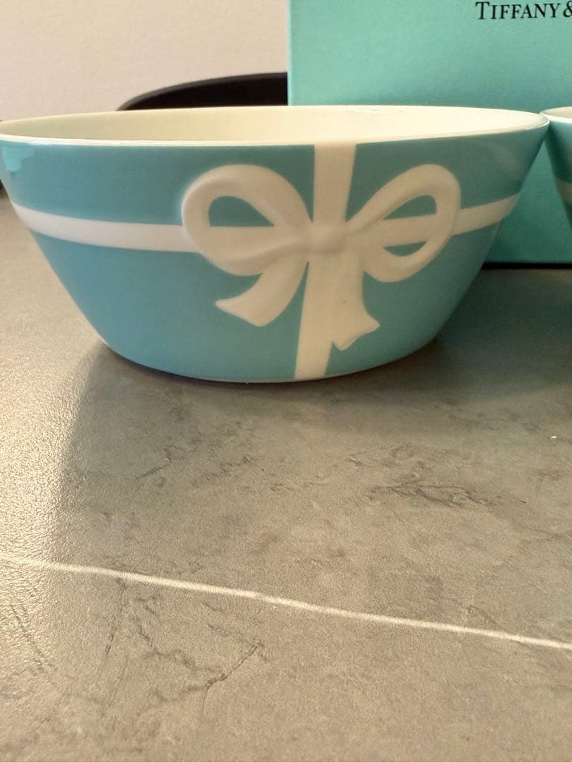本日限定値下げ‼️ティファニー　ボウル　お皿　ブルー　ボックス　リボン