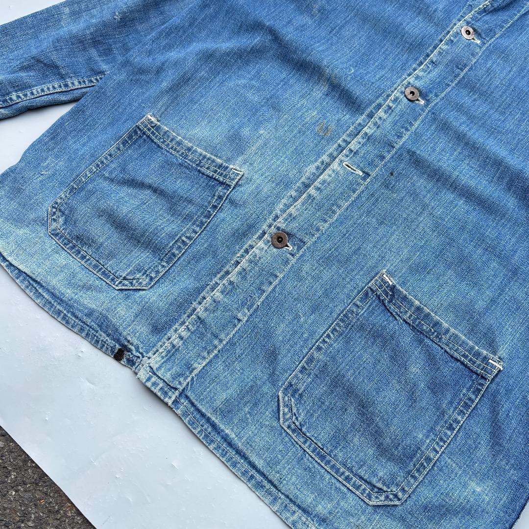 40s WWⅡ 大戦デニムカバーオール 2ポケ ドーナツボタン