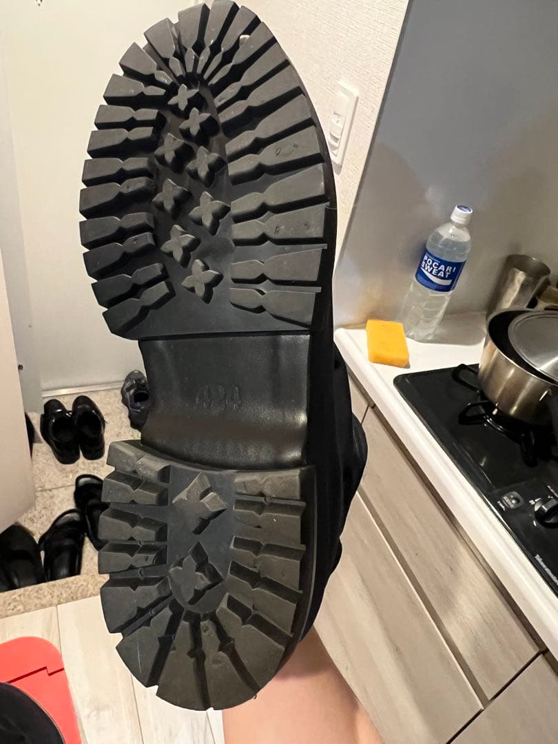 424ブラックブーツ サイドジッパー