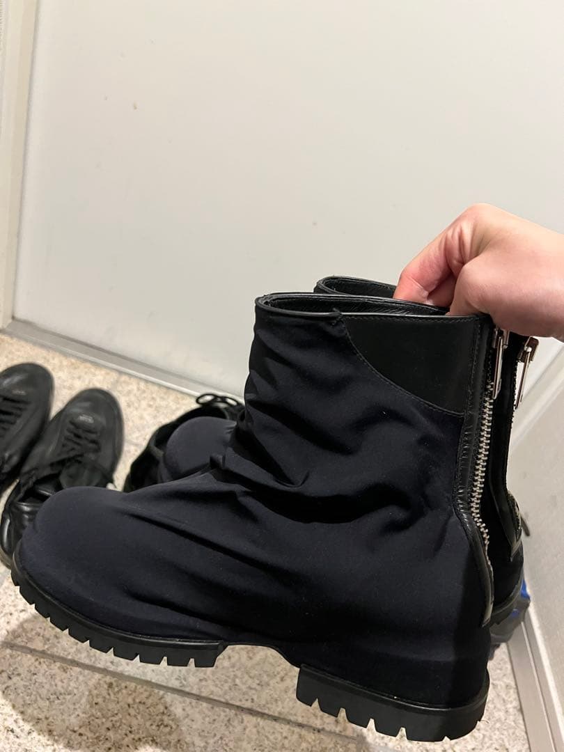 424ブラックブーツ サイドジッパー