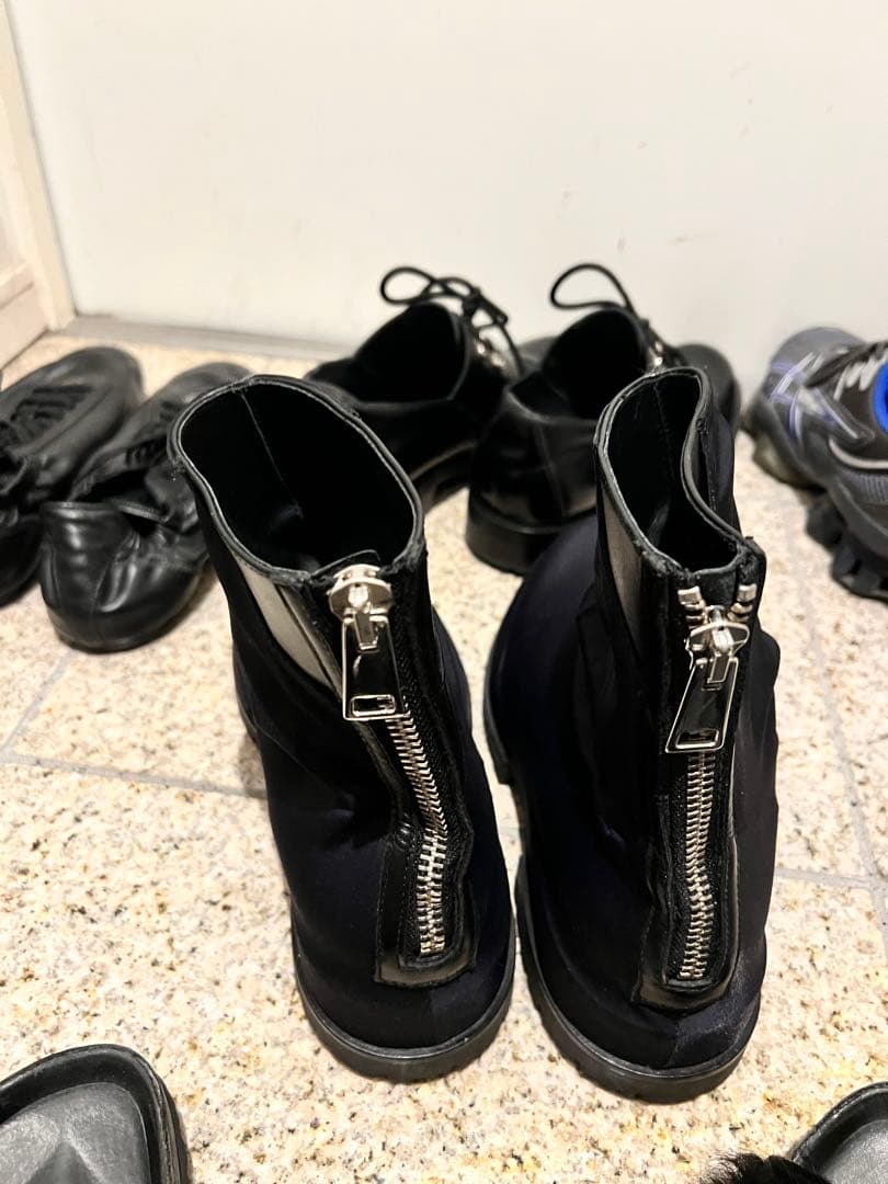 424ブラックブーツ サイドジッパー