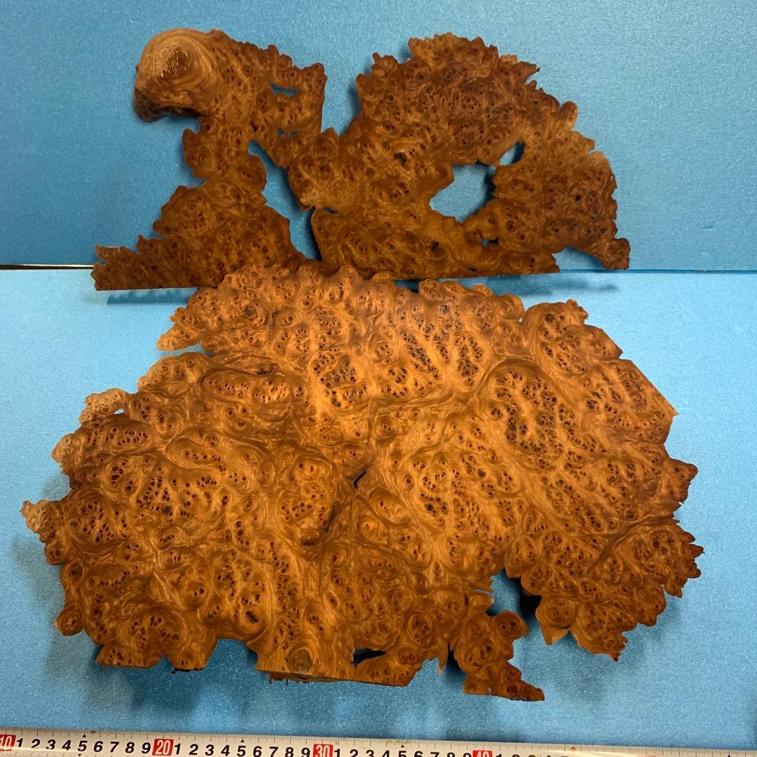 希少極上葡萄杢玉杢瘤バール材置物素材　2個セット