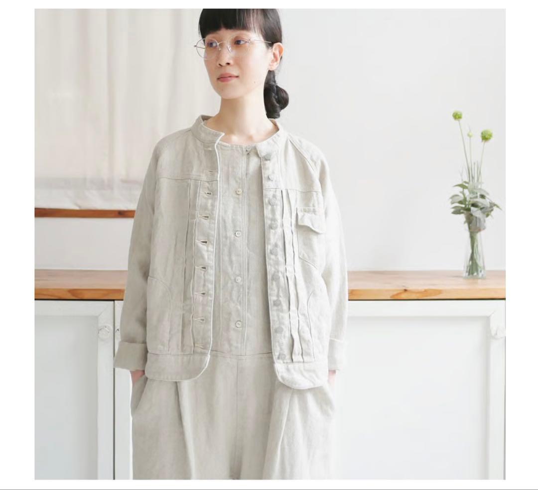 Si-Si-Si Comfort リネン スタンドカラージャケット ECRU