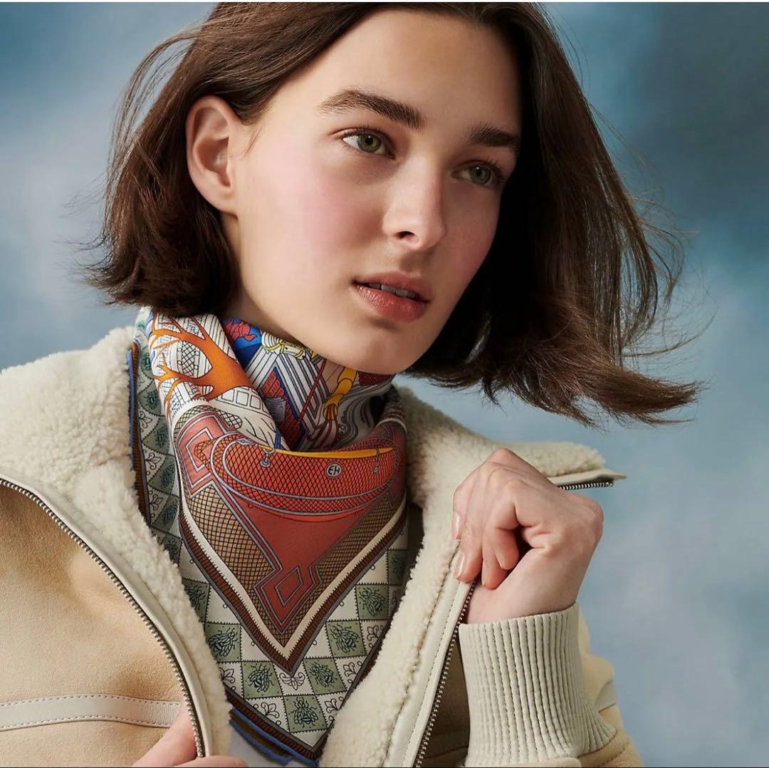 【美品】エルメス HERMES スカーフ カレ90 オブジェ・ドゥ・キュリオジテ