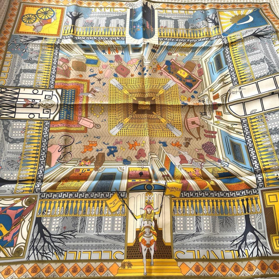【美品】エルメス HERMES スカーフ カレ90 オブジェ・ドゥ・キュリオジテ