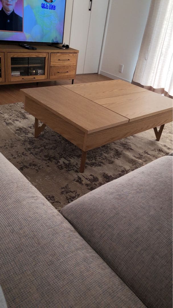 木製 リフトUPセンターテーブルモクアシ　 ネーベル/デュエ　 ナチュラルカラー