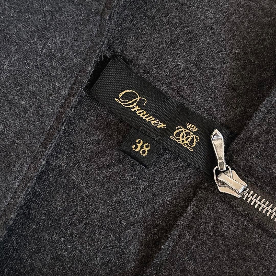 美品 ドゥロワー ウール カットオフ ハイネック サイドジップチュニック グレー