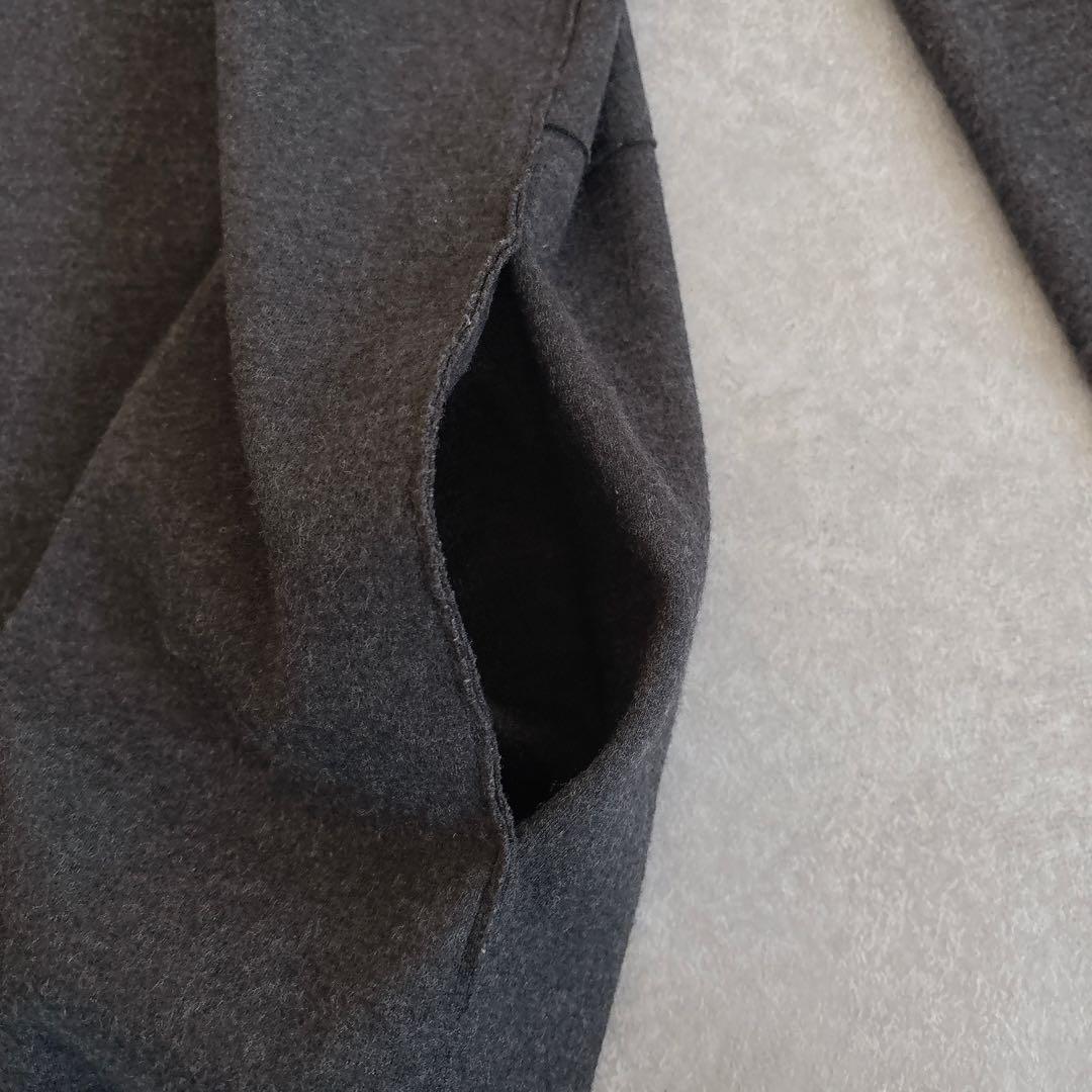 美品 ドゥロワー ウール カットオフ ハイネック サイドジップチュニック グレー