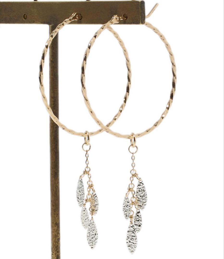 agete アガット K10 SV ピアスチャーム リーフ