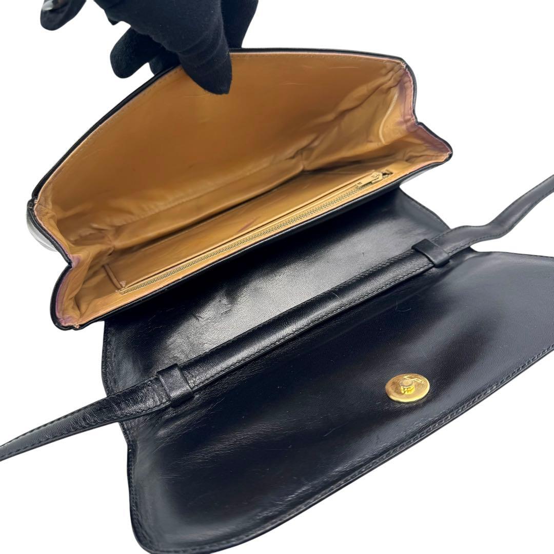 美品 CELINE 袋付 トリオンフ金具 レザー ショルダーバッグ F/07