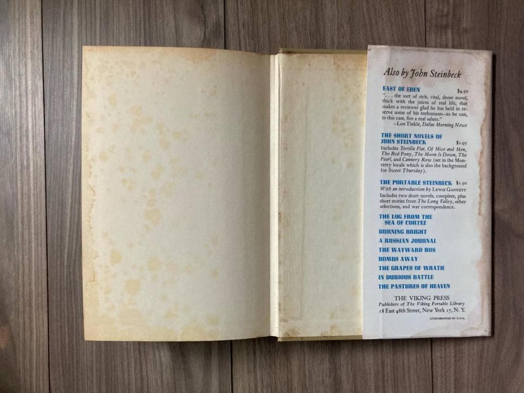 ジョンスタインベック John Steinbeck Sweet Thursday