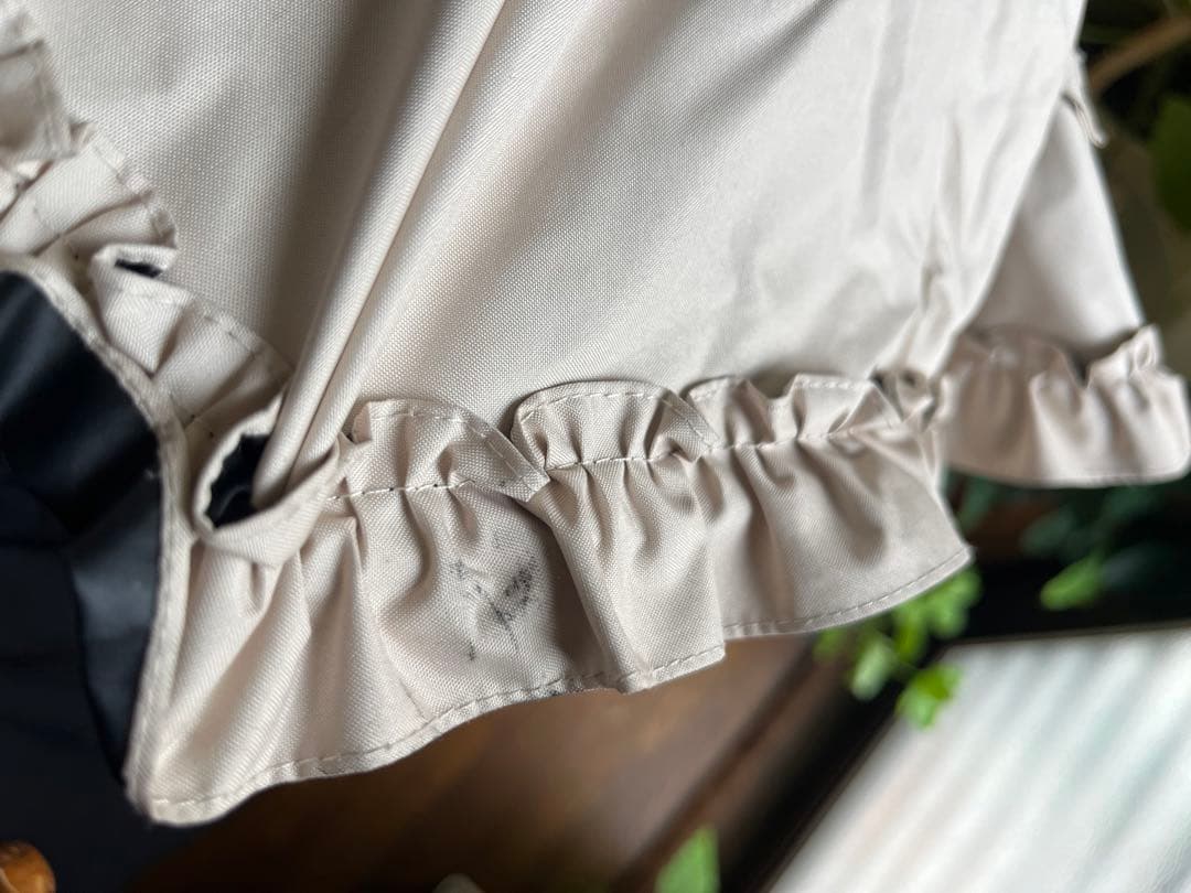 芦屋ロサブラン 2段折り フリル 曲がり竹手元 日傘 ベージュ