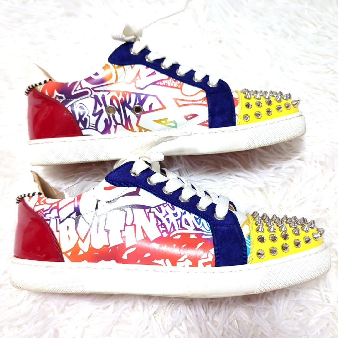 美品Christian Louboutin　スタッズ　スエード　スニーカー　38