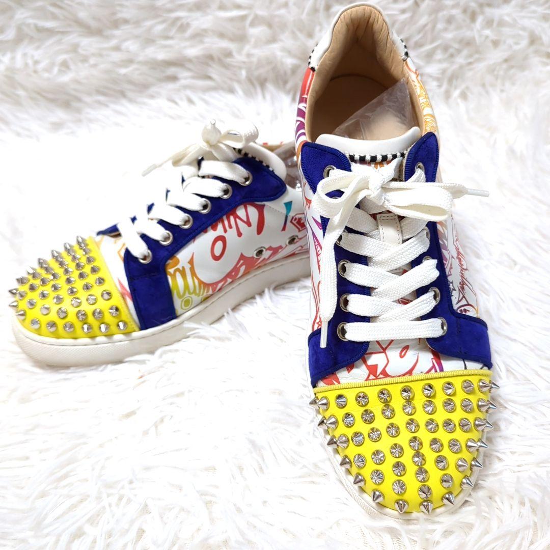 美品Christian Louboutin　スタッズ　スエード　スニーカー　38