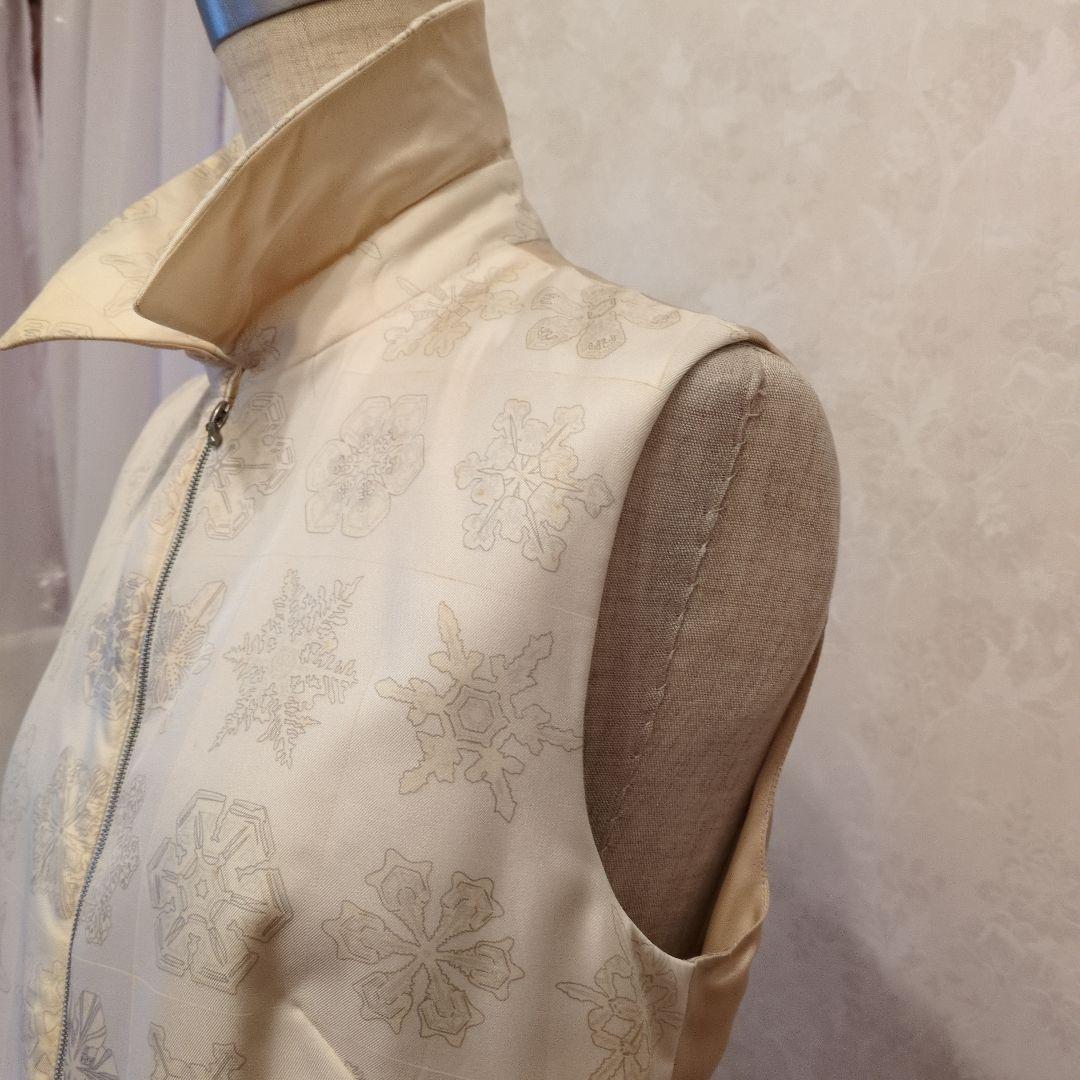 アイボリー 雪の結晶模様 ノースリーブベスト エルメス