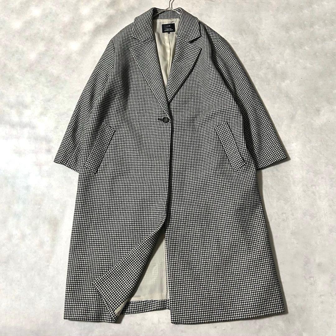 美品✨希少サイズ50（6L）23区 チェスターコート 千鳥格子 ロング丈 グレー