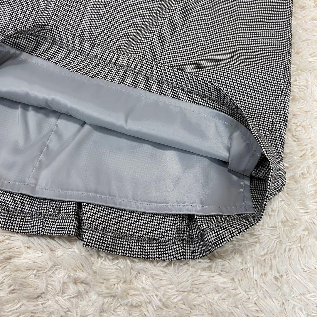 インディヴィ　スカートスーツ　イタリア高級生地 ロロピアーナ　シルク混　千鳥柄