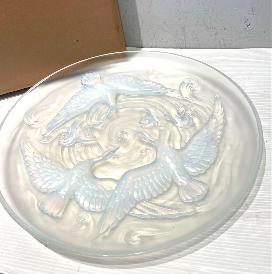 希少 オパールセントガラス エトラン（ETLING）大皿 鳥 魚 インテリア