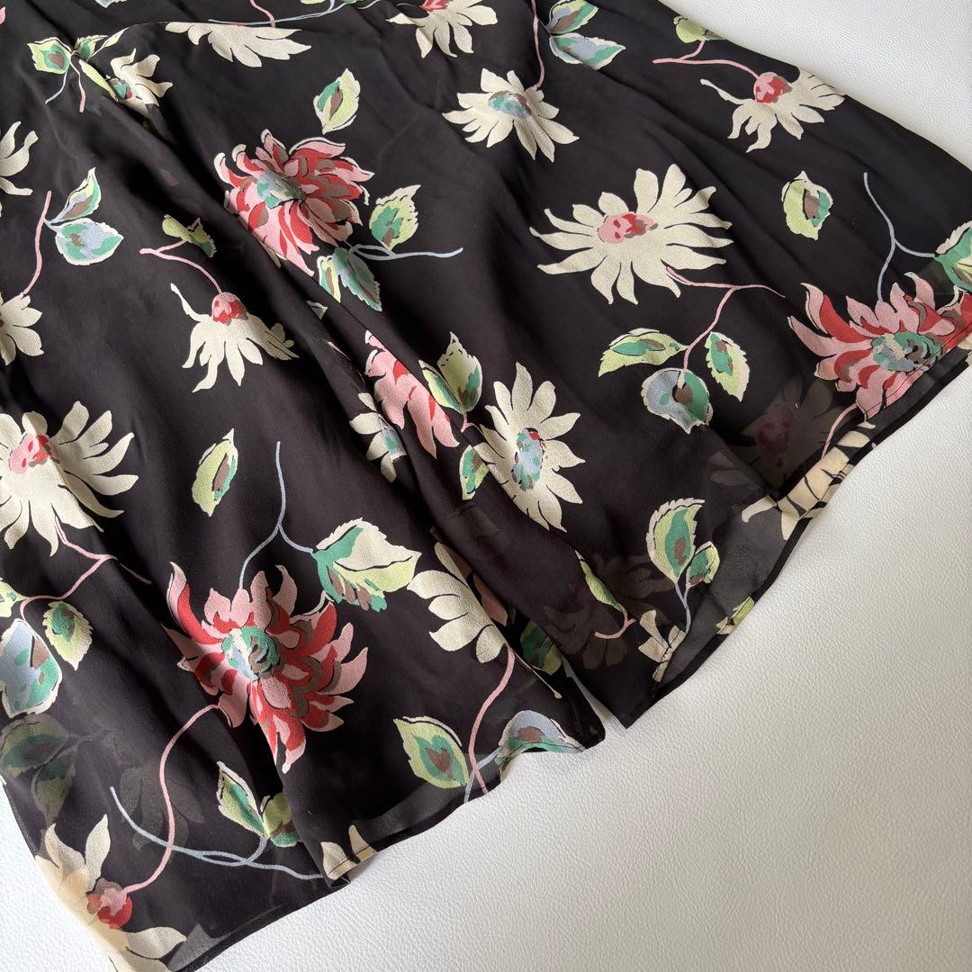 【美品】グレースクラス グレースコンチネンタル シルクプリントサロペット 花柄