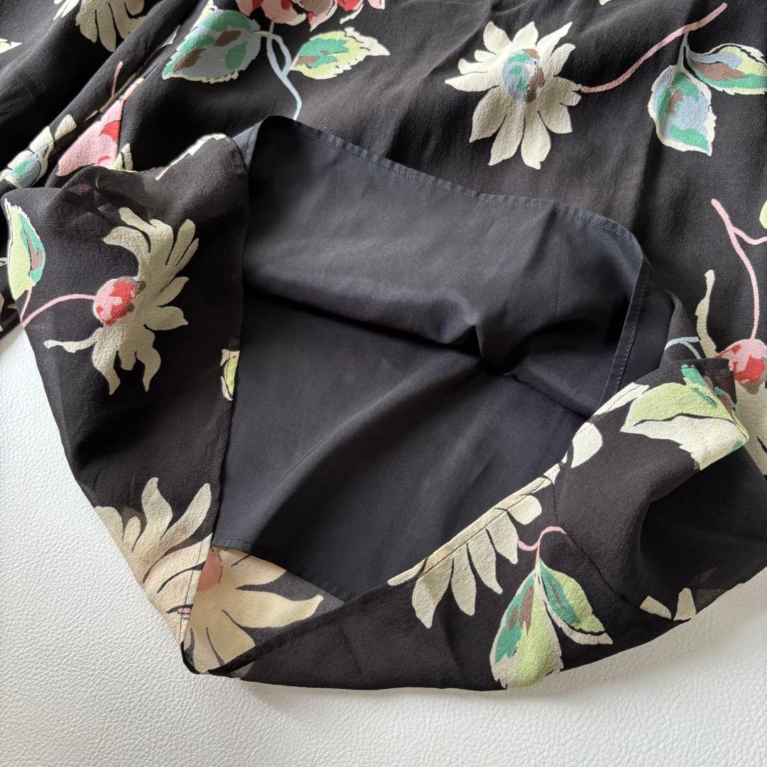 【美品】グレースクラス グレースコンチネンタル シルクプリントサロペット 花柄