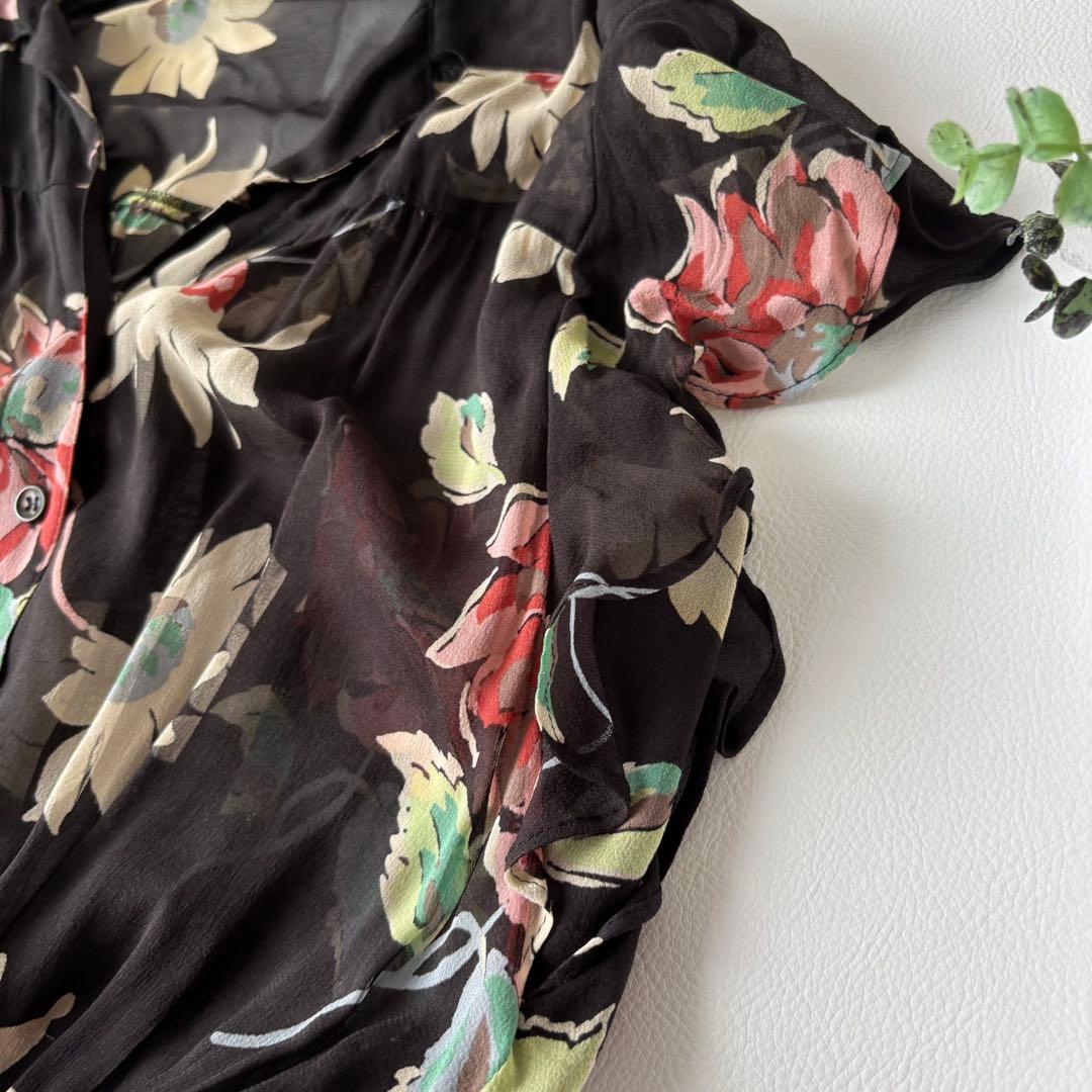 【美品】グレースクラス グレースコンチネンタル シルクプリントサロペット 花柄