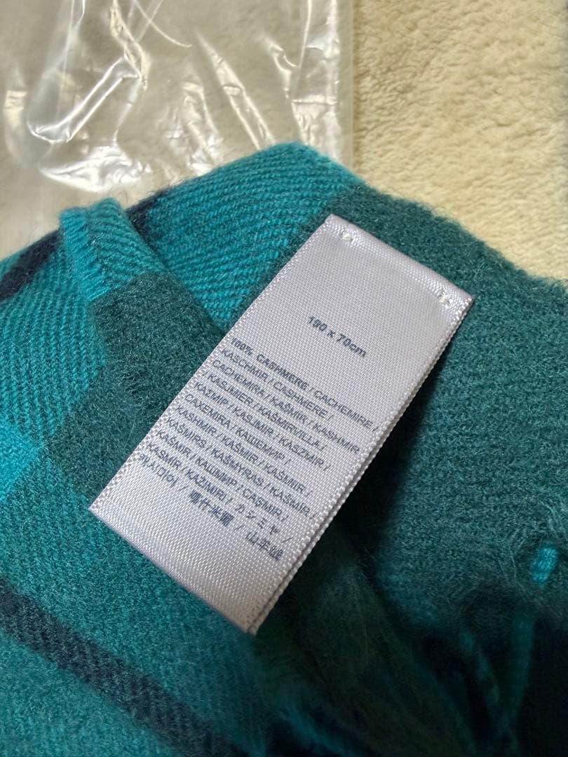 【値下】新品 ジョンストンズ カシミヤ100％ 大判ストール グリーン チェック