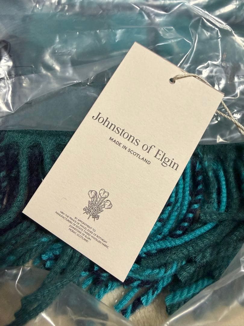 【値下】新品 ジョンストンズ カシミヤ100％ 大判ストール グリーン チェック