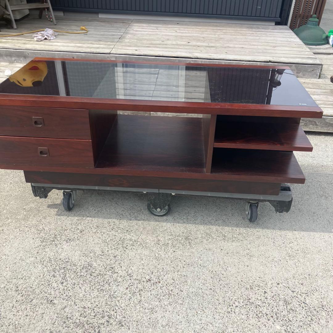 カリモク 引き出し付き 大型 木製センターテーブル ローテーブル ガラステーブル