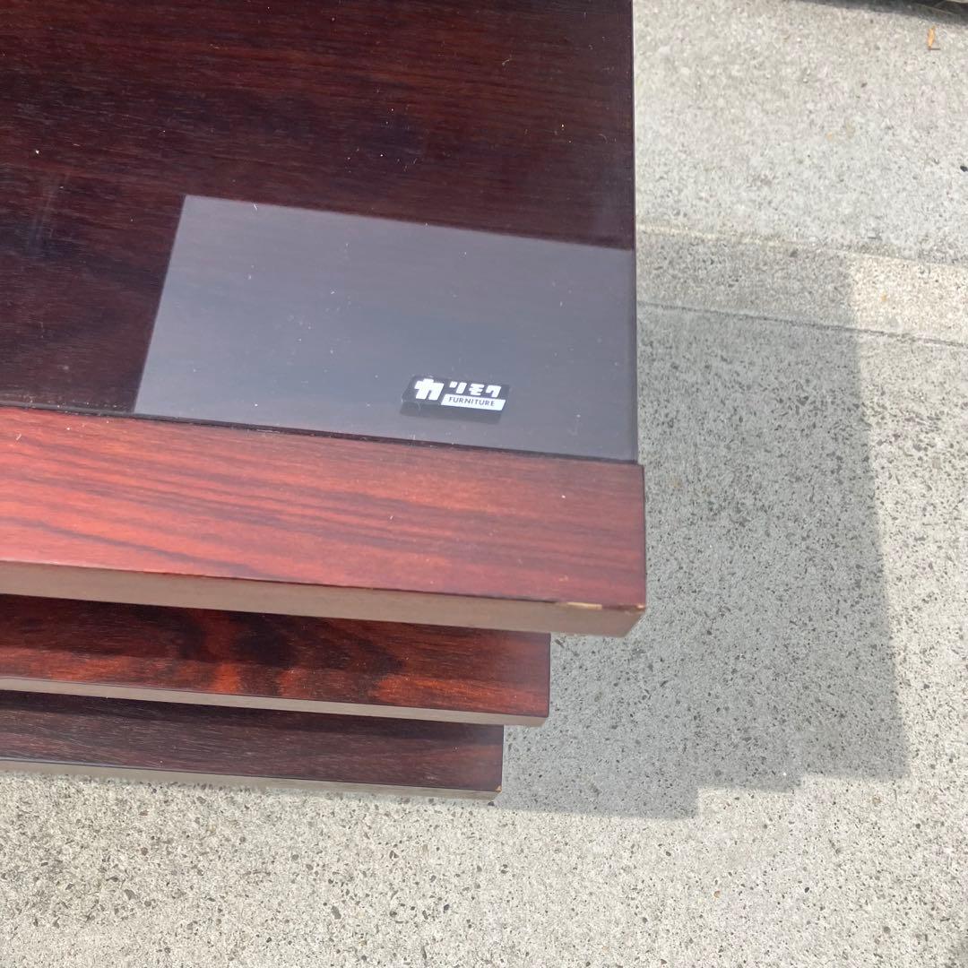 カリモク 引き出し付き 大型 木製センターテーブル ローテーブル ガラステーブル