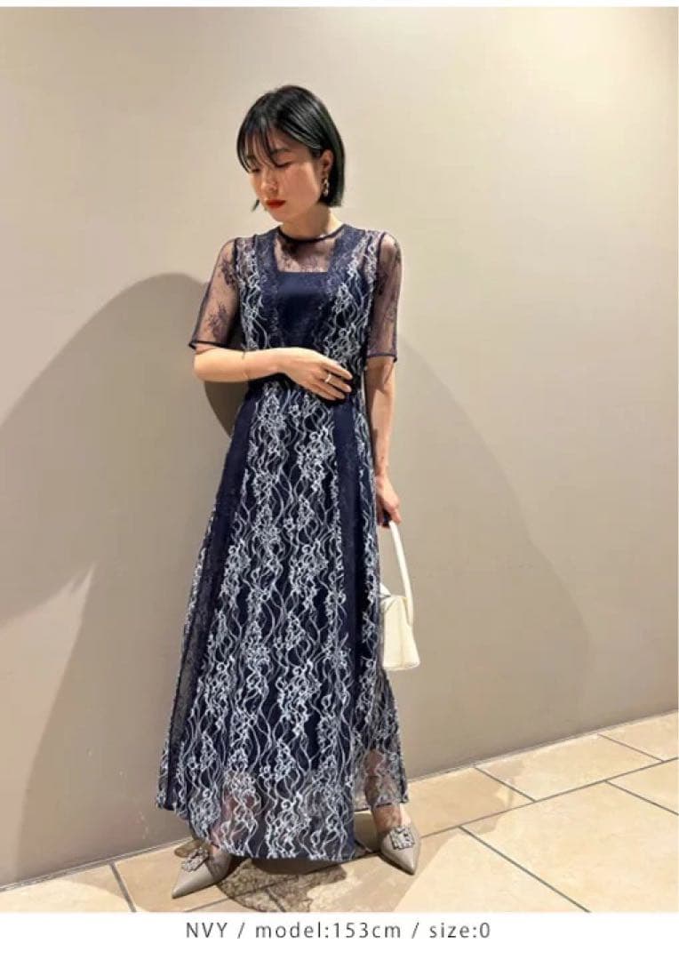 FRAY I.D コンビネーションレースナロードレス ネイビー サイズ0