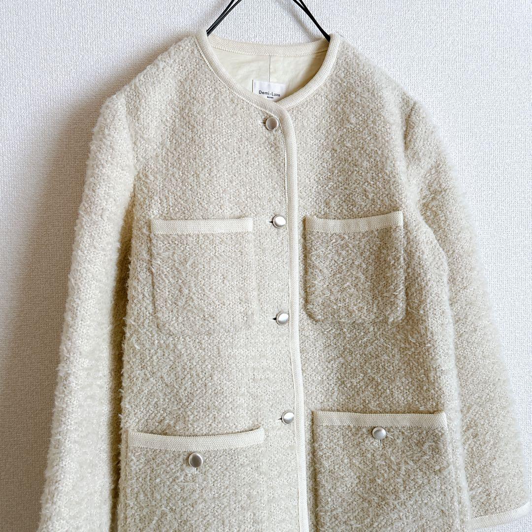 Demi-Luxe BEAMS カラミツイード トリミング コート