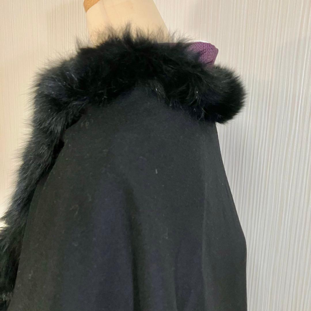 c*p様 sansoケープポンチョ/カシミヤ毛皮ブルーフォックス2wayフード和