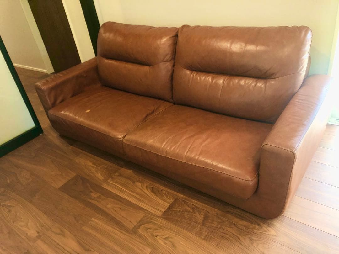 【つくし】ニトリ3人掛け本革ソファ(フィルン)