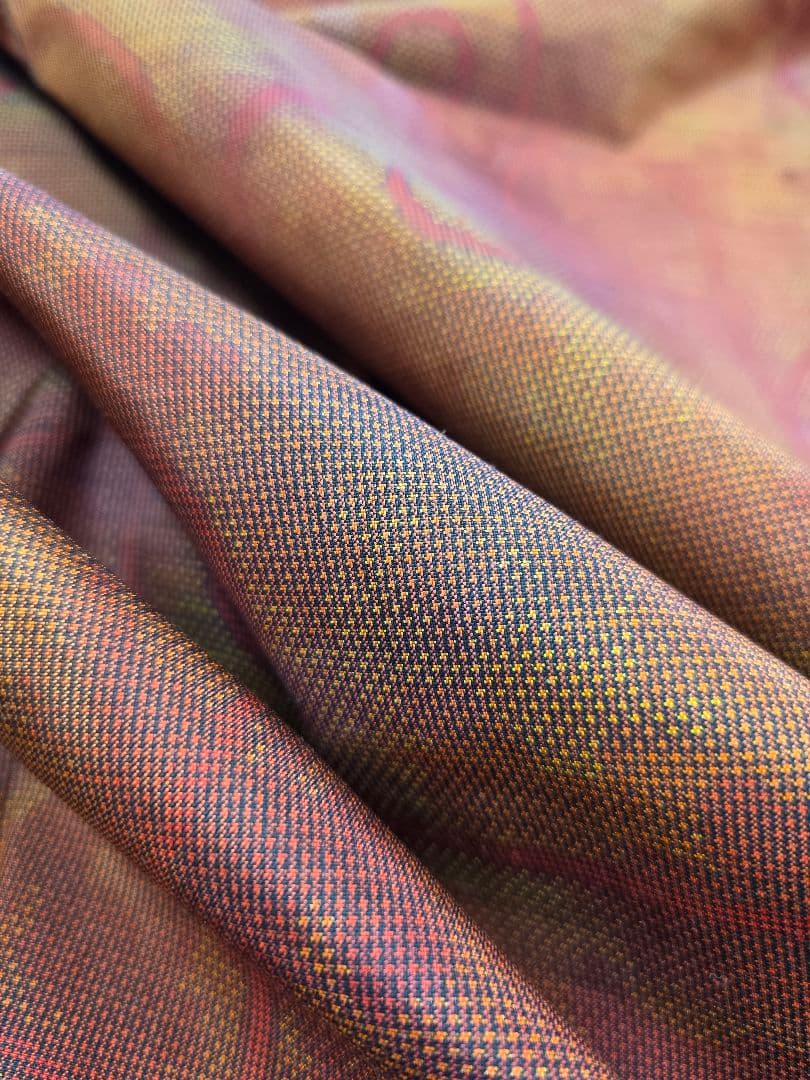 【七代目 都喜ヱ門】【手絣】未使用品 藤絹織物 大島紬 一元式 証紙 躾付き