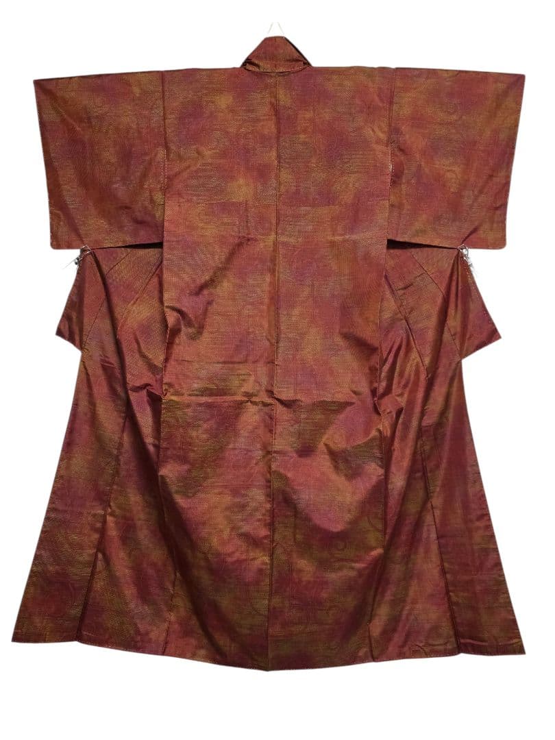 【七代目 都喜ヱ門】【手絣】未使用品 藤絹織物 大島紬 一元式 証紙 躾付き