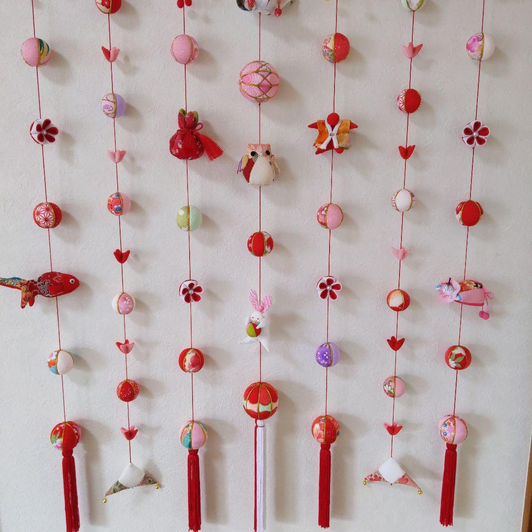 ちりめん細工　おひな様壁掛け下げ飾り(大) 端午の節句壁掛け下げ飾り(大)2点