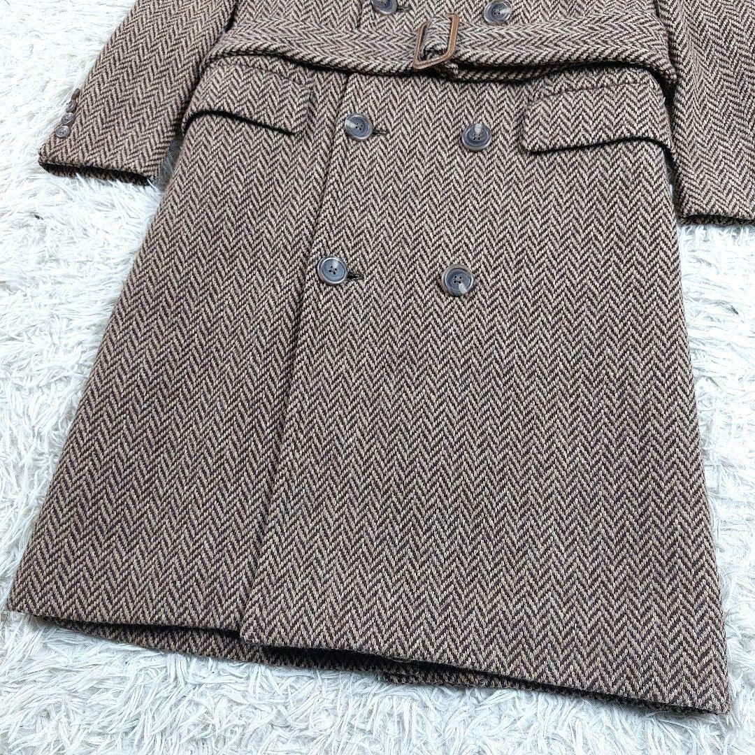 未使用級 ラルフローレン ツイード ヘリンボーン　肉厚ウール ダブルロングコート