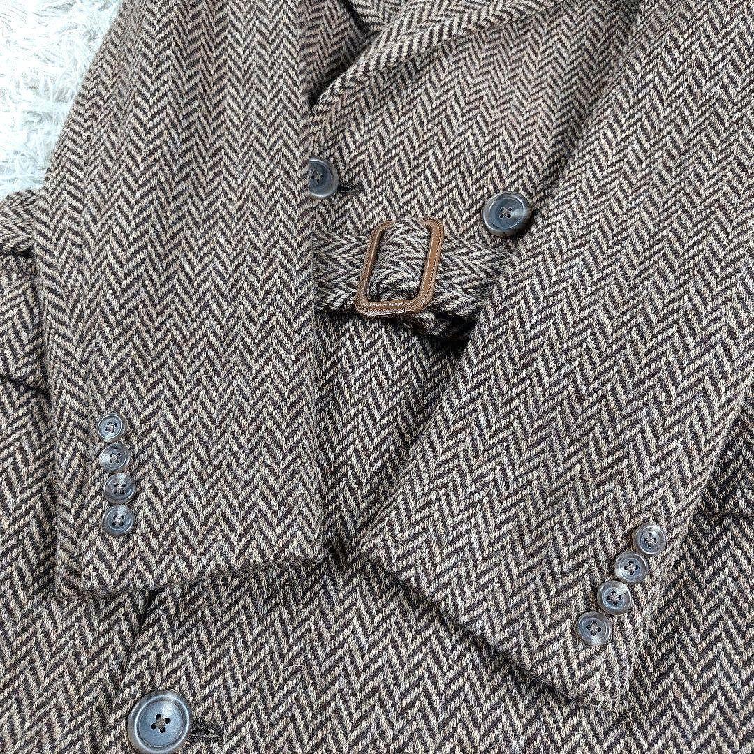 未使用級 ラルフローレン ツイード ヘリンボーン　肉厚ウール ダブルロングコート