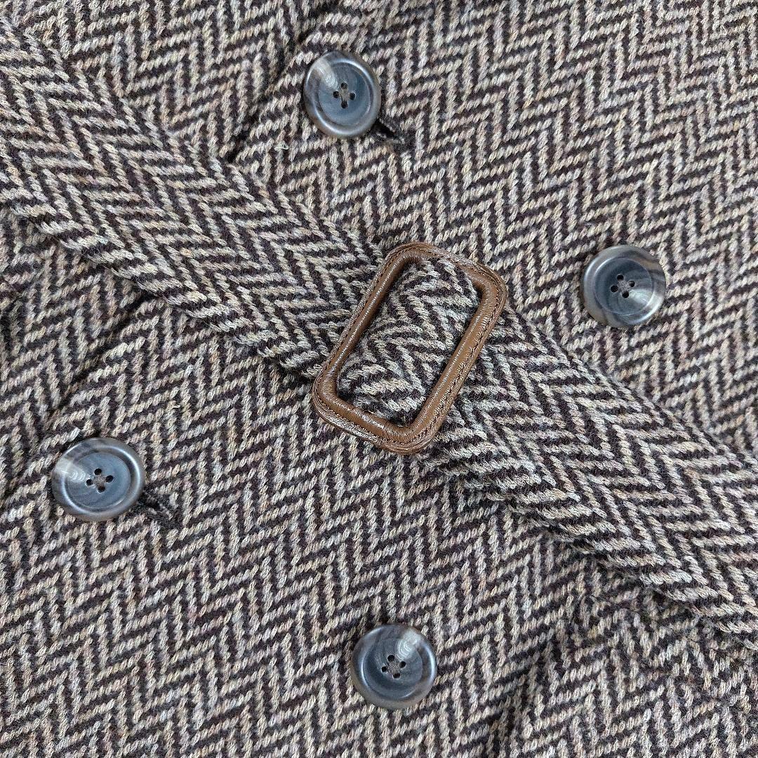 未使用級 ラルフローレン ツイード ヘリンボーン　肉厚ウール ダブルロングコート