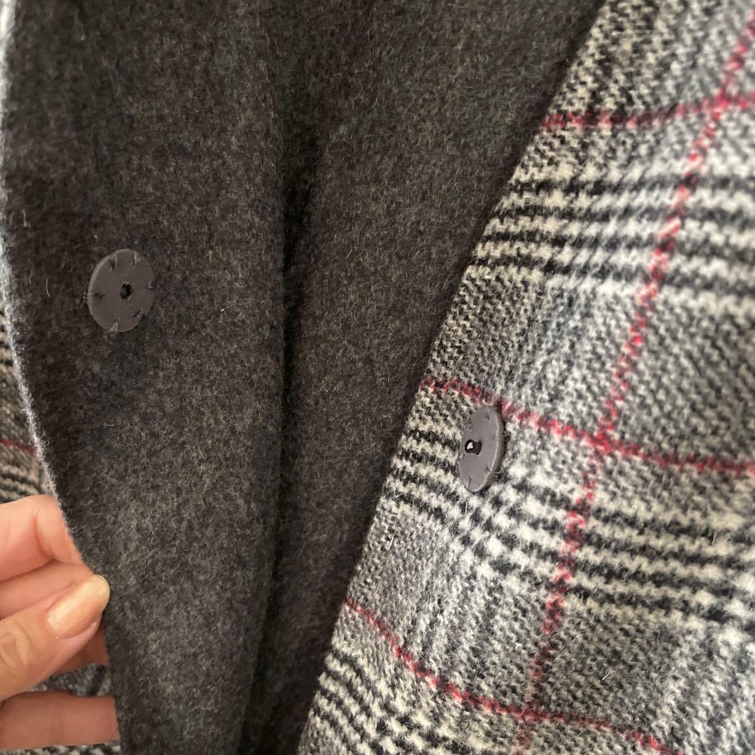 グレー グレンチェック柄 リバーシブル　コート