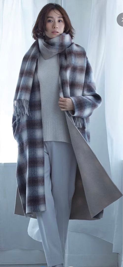 グレー グレンチェック柄 リバーシブル　コート