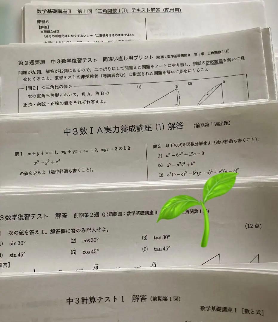 鉄緑会 中3 数学フルセット基礎講座Ⅱ 総復習テスト　入会テスト対策