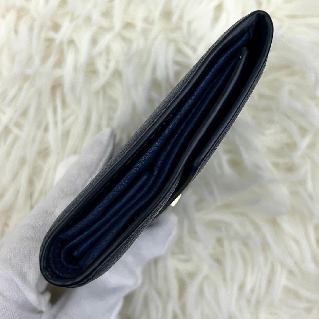 【美品】ICチップ内蔵 MIU MIU ミュウミュウ 三つ折り財布 ブルー系