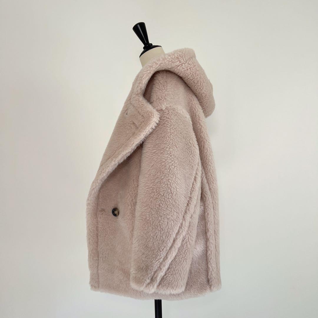 新品未使用 ベアフード付きミディアム丈 テディコート