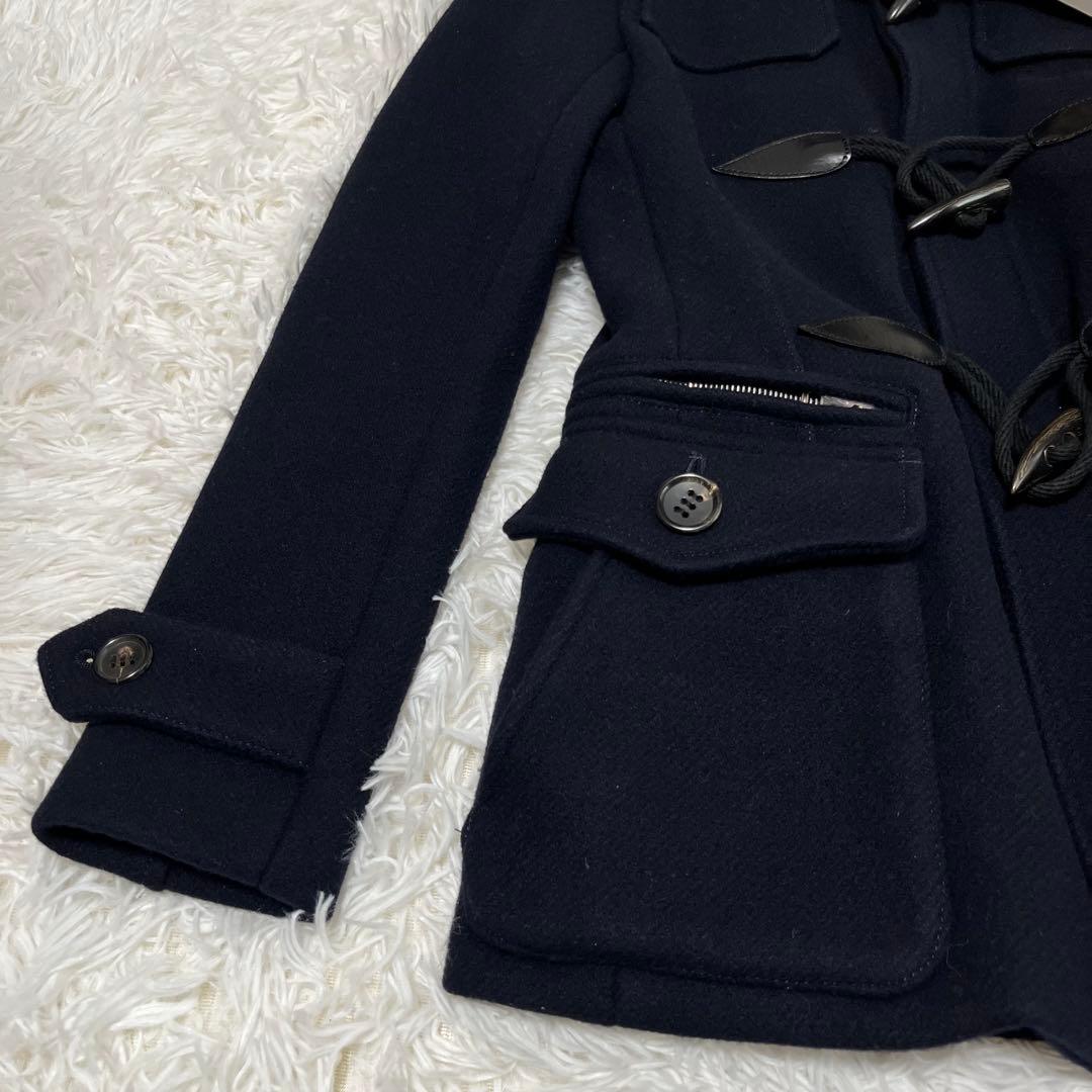 未使用タグ付き！ AKM ダブルメルトン ダッフルコート　フード付き　ネイビー