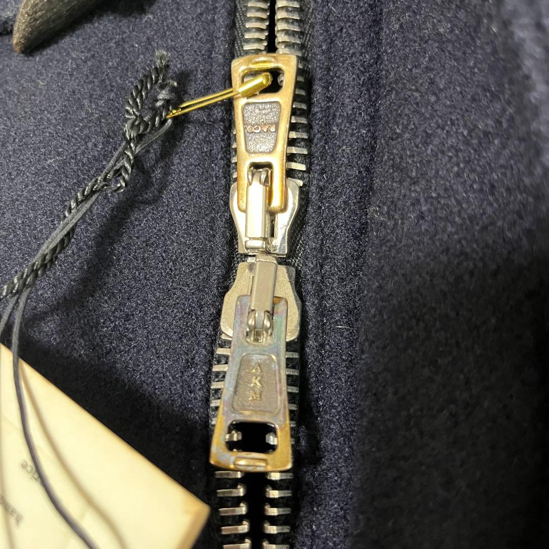 未使用タグ付き！ AKM ダブルメルトン ダッフルコート　フード付き　ネイビー