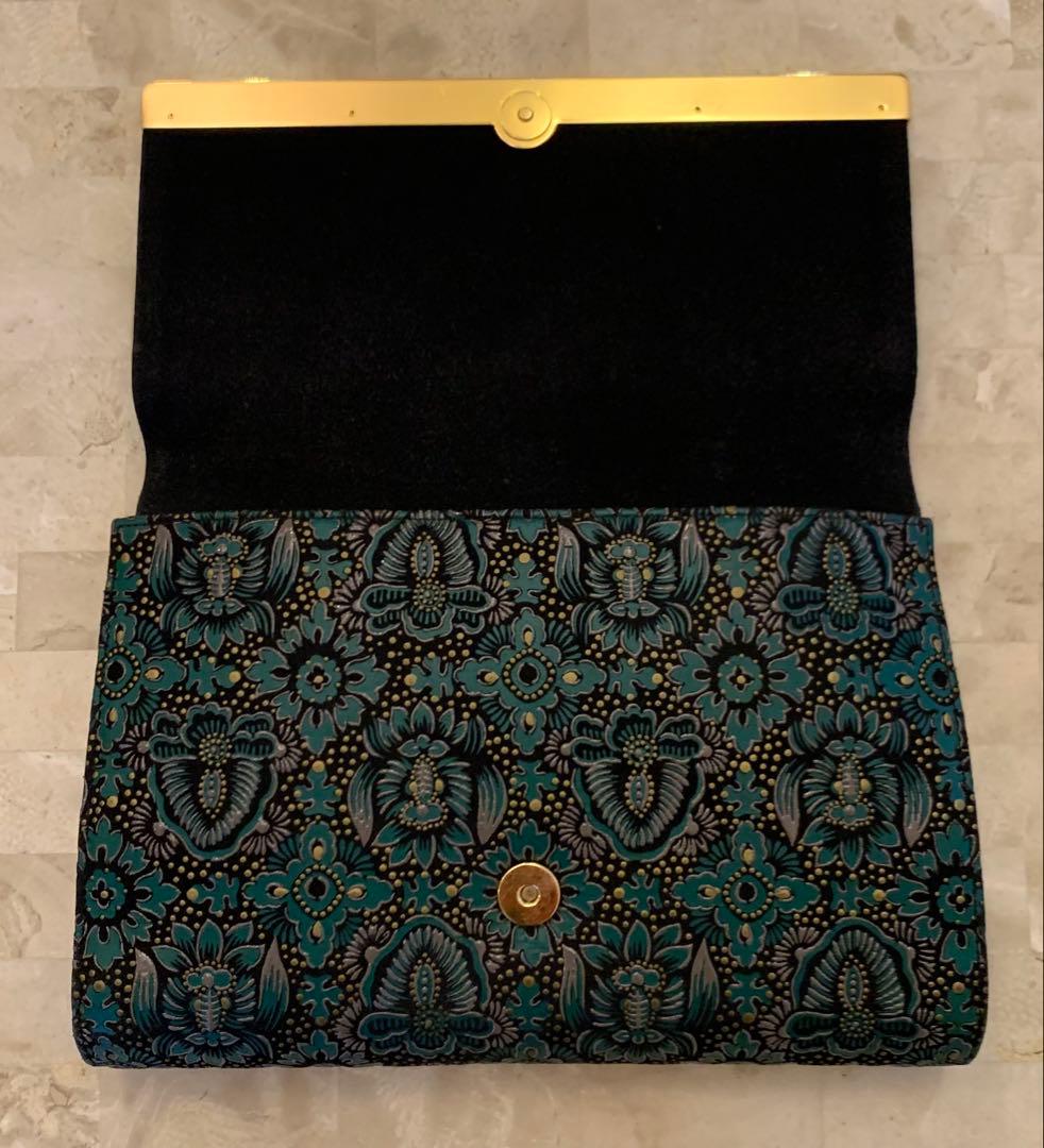 印傳屋 印伝 indeene インディーヌ クラッチバッグ 深緑