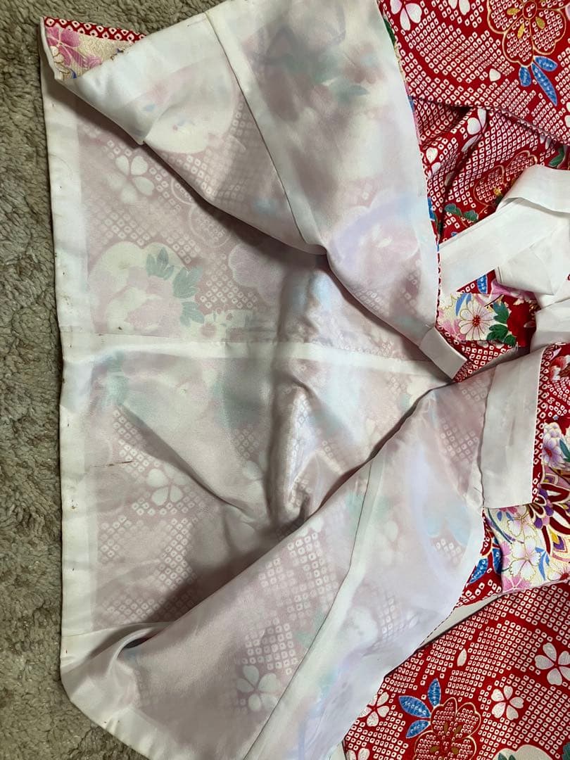 七五三 着物セット 花柄 100%絹　女の子　花ひめ